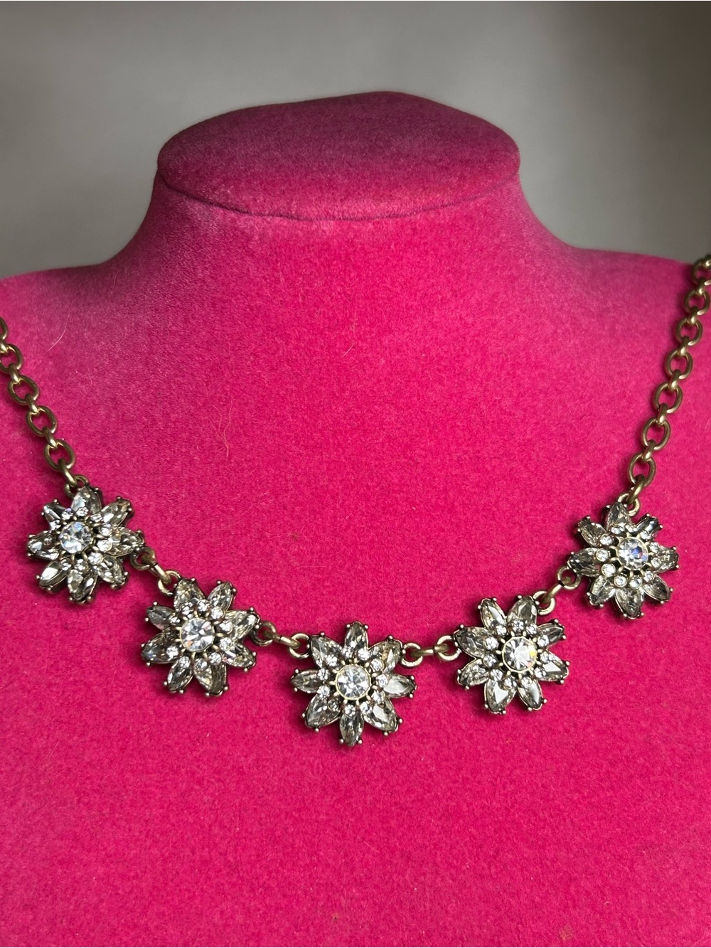 Chloe And Isabel Crystal Flower Gold Tone Statement Necklace Jewelry
